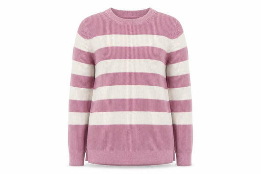 FatFace Women Pink Ivory Stripe Cotton Knit Pullover Jumper UK 10