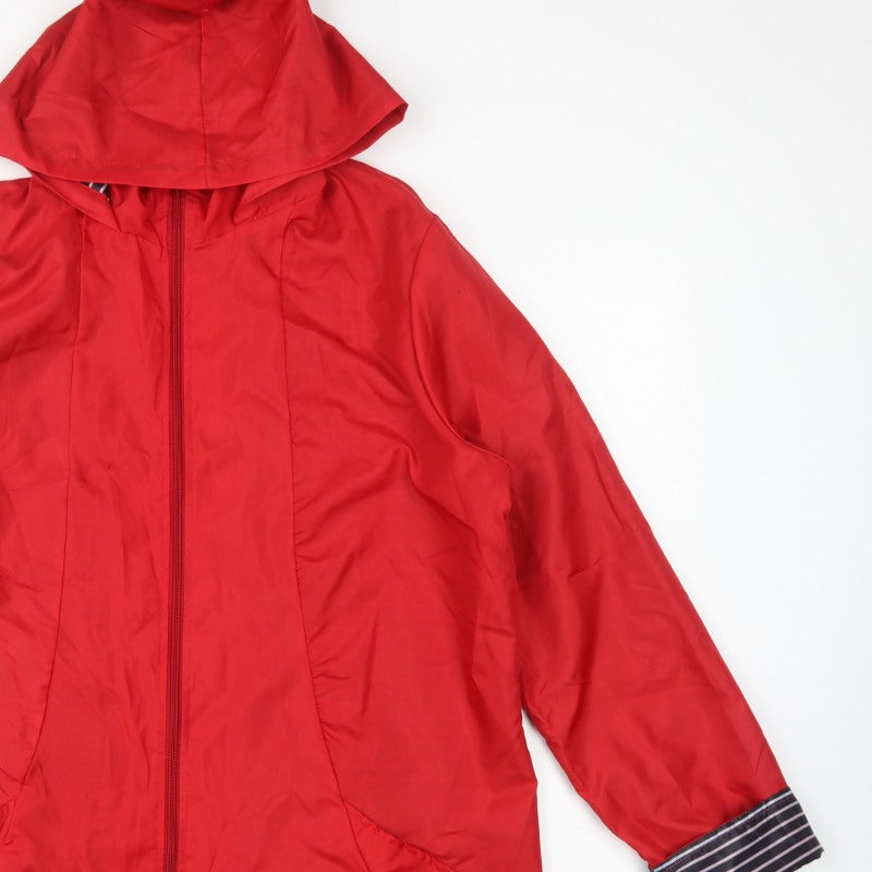 Anne de Lancay Women's Red M Hooded Long Rain Coat Jacket