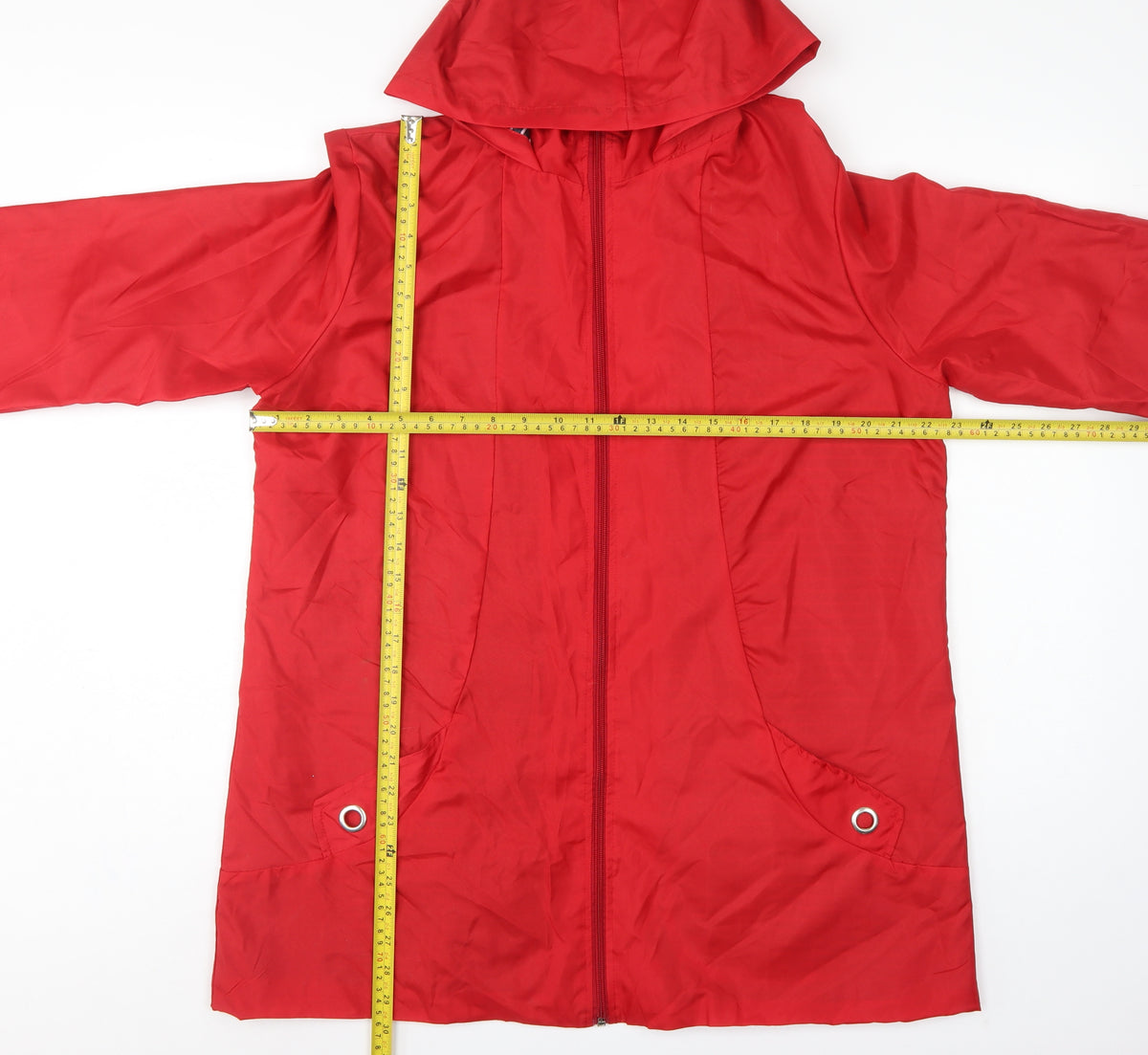 Anne de Lancay Women's Red M Hooded Long Rain Coat Jacket
