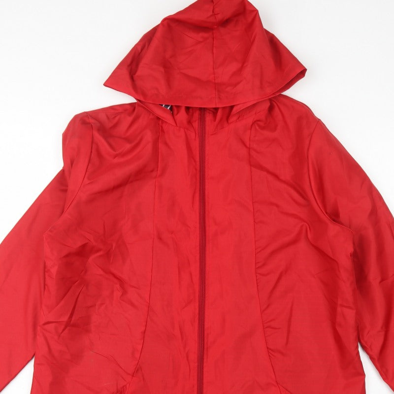 Anne de Lancay Women's Red M Hooded Long Rain Coat Jacket