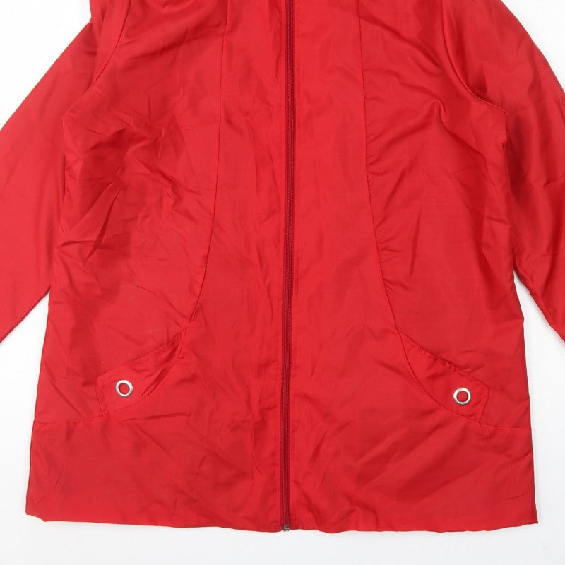 Anne de Lancay Women's Red M Hooded Long Rain Coat Jacket