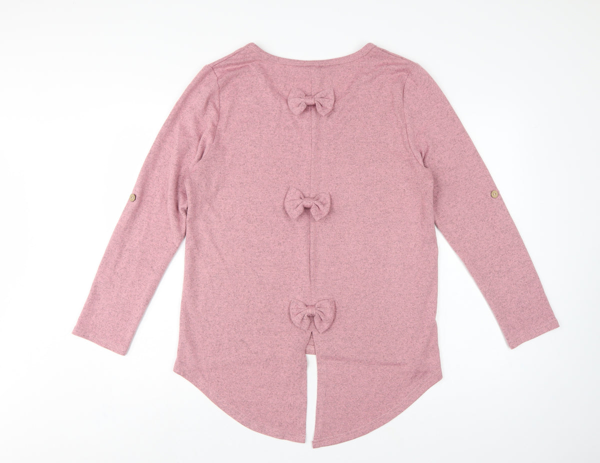 Roman Women Pink Size 16 Tunic Blouse Long Sleeve Bow Back Stretch