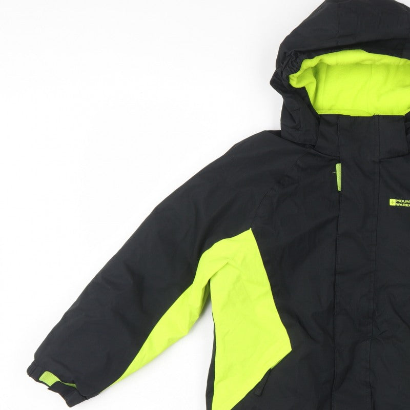 Mountain Warehouse Boys Black Green 7-8 Years Ski Jacket Hooded
