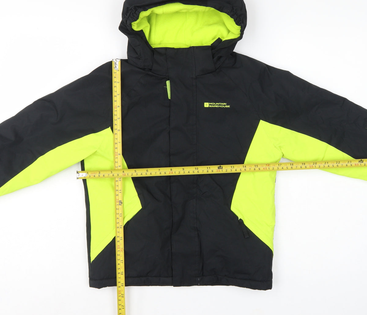 Mountain Warehouse Boys Black Green 7-8 Years Ski Jacket Hooded