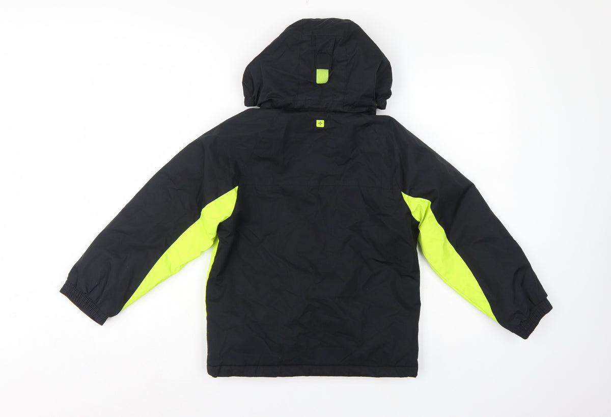 Mountain Warehouse Boys Black Green 7-8 Years Ski Jacket Hooded