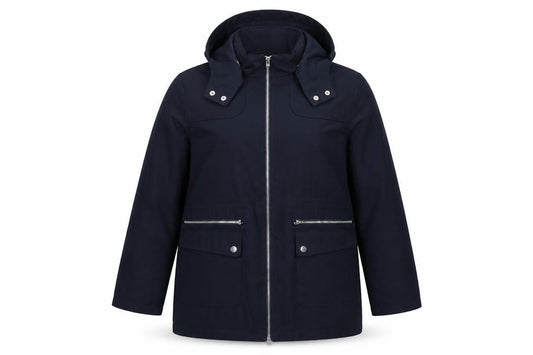 Evans Women Blue UK 16 Hooded Parka Mid-Length Zip Coat