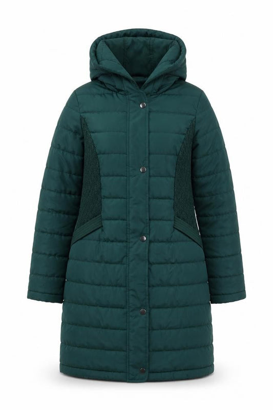 TU Women Green UK 8 Long Hooded Quilted Puffer Coat