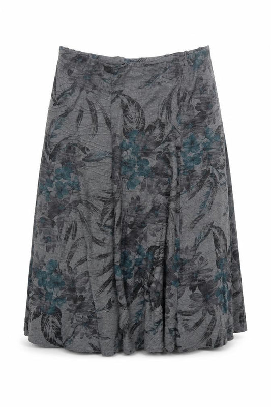 Bonmarché Women Grey Floral A-Line Knee Length Skirt UK 18