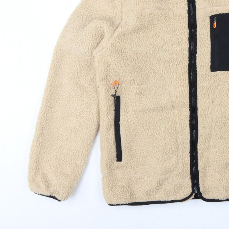 Primark Men’s Beige L Sherpa Fleece Jacket Full Zip Pockets