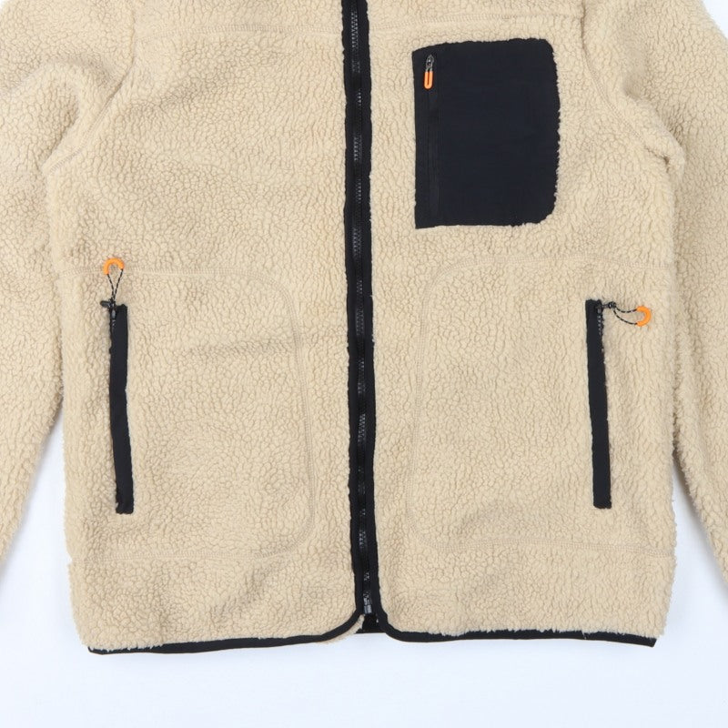 Primark Men’s Beige L Sherpa Fleece Jacket Full Zip Pockets