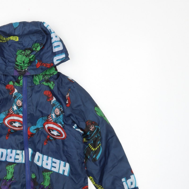 Marvel Boys Blue 7-8 Years Superhero Hooded Padded Zip Jacket