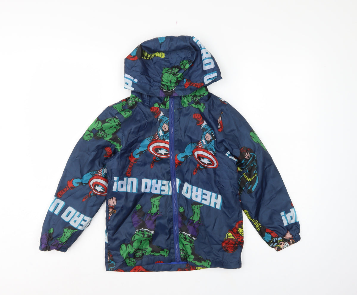 Marvel Boys Blue 7-8 Years Superhero Hooded Padded Zip Jacket