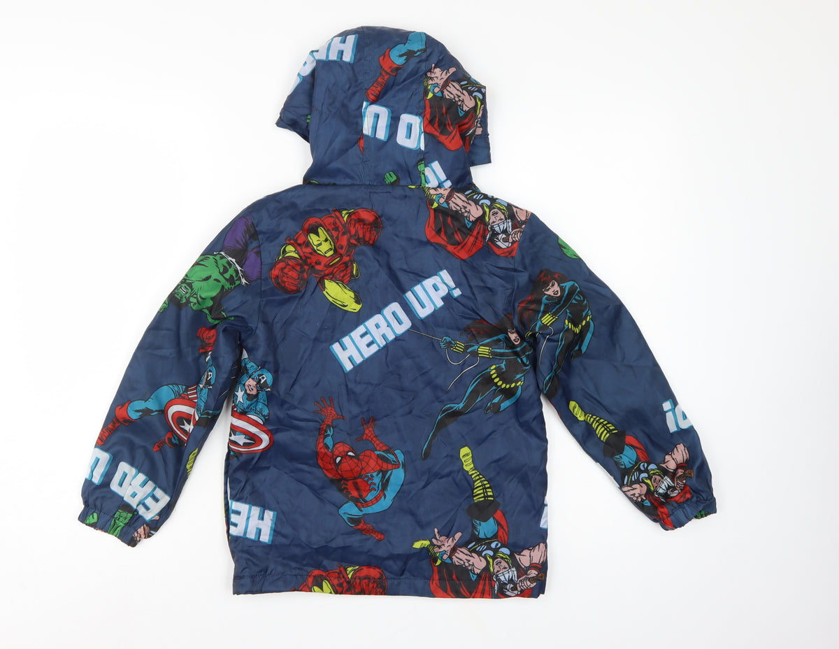 Marvel Boys Blue 7-8 Years Superhero Hooded Padded Zip Jacket