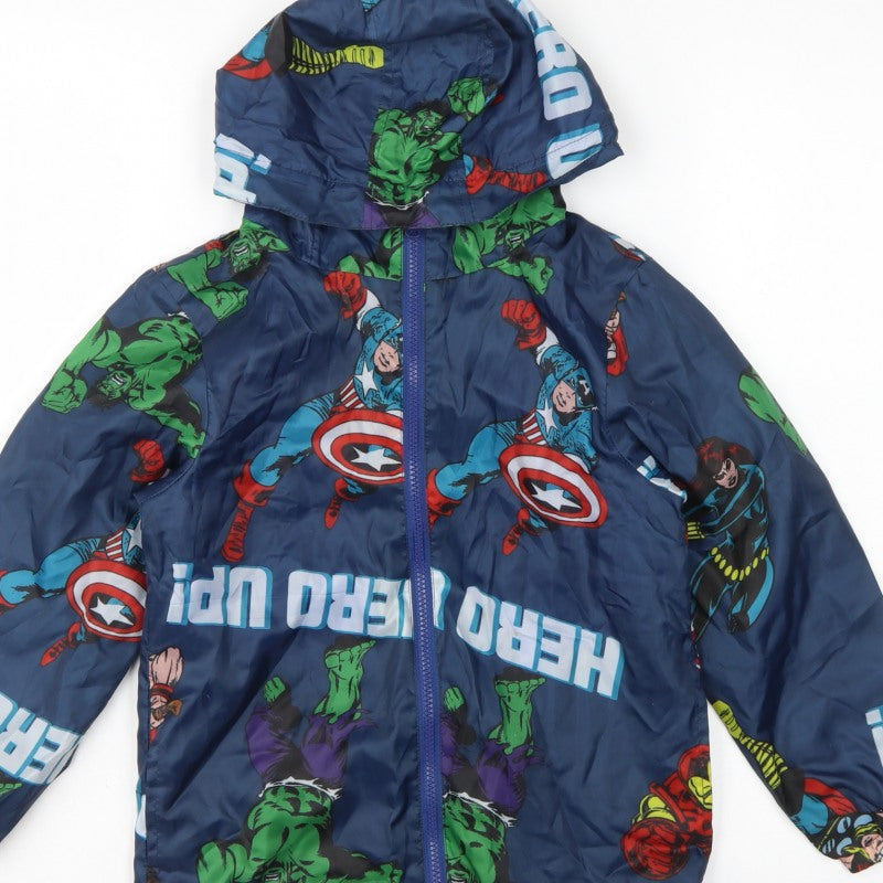 Marvel Boys Blue 7-8 Years Superhero Hooded Padded Zip Jacket