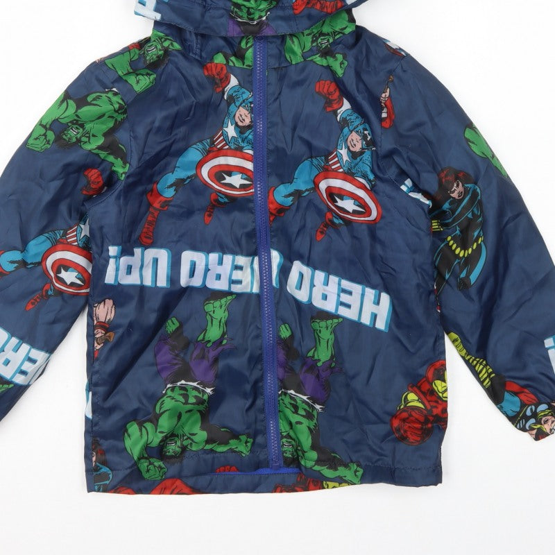 Marvel Boys Blue 7-8 Years Superhero Hooded Padded Zip Jacket