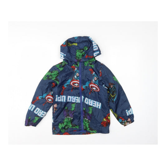 Marvel Boys Blue 7-8 Years Superhero Hooded Padded Zip Jacket