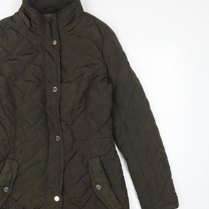 DKNY Women's Green UK 8 Quilted Mid-Length Padded Coat
