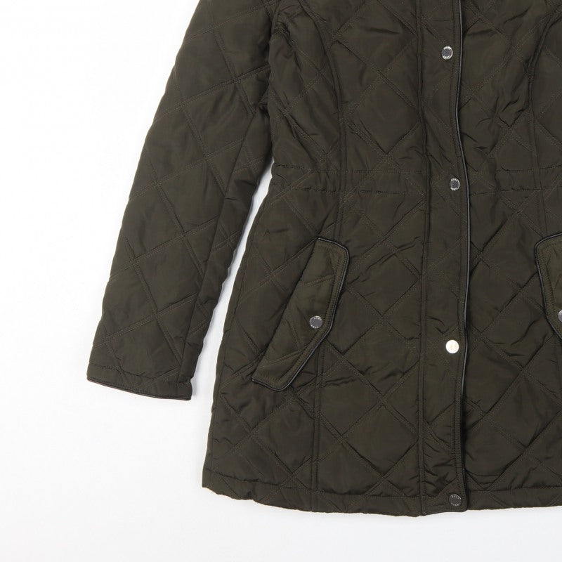 DKNY Women's Green UK 8 Quilted Mid-Length Padded Coat