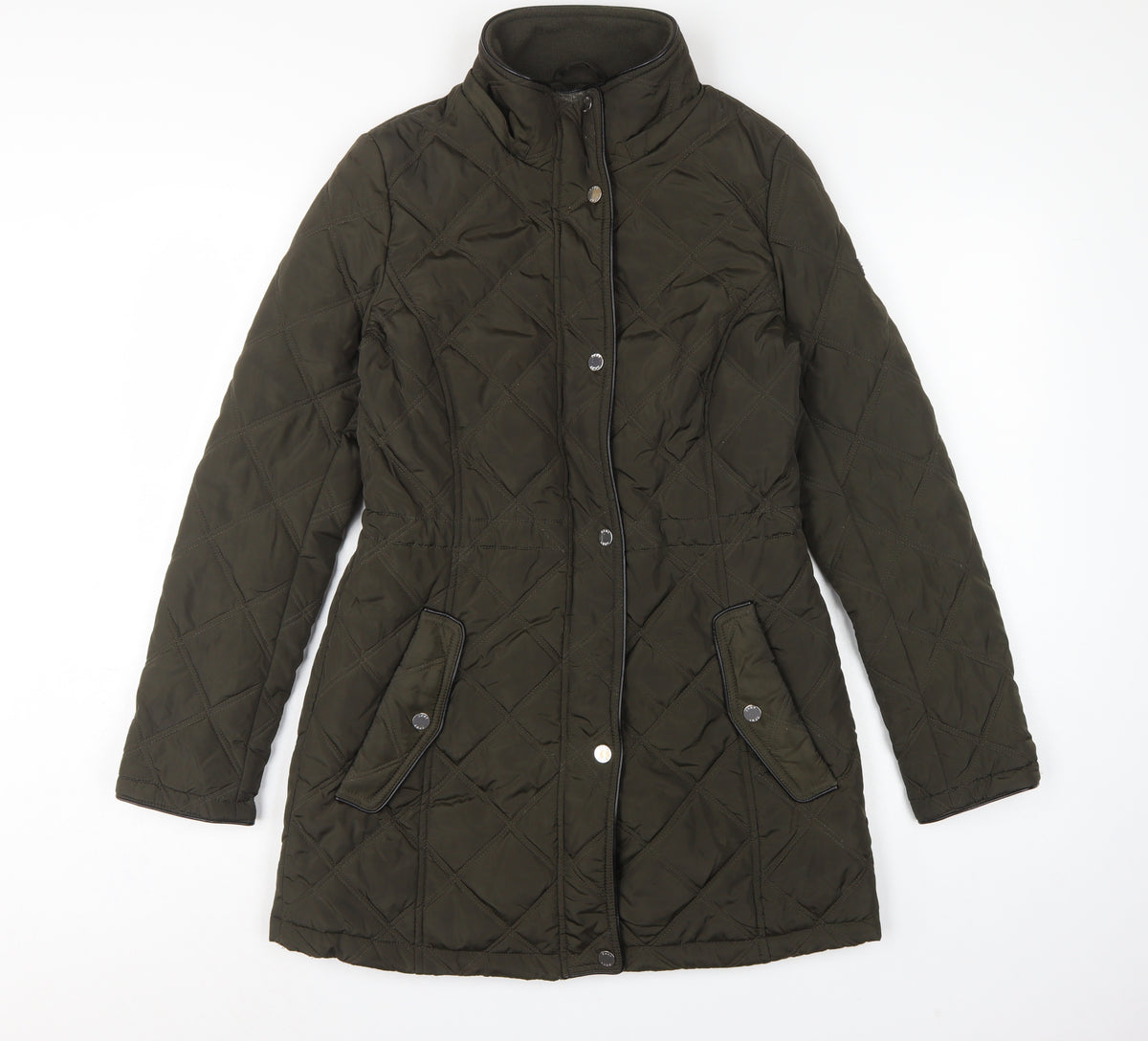DKNY Women's Green UK 8 Quilted Mid-Length Padded Coat