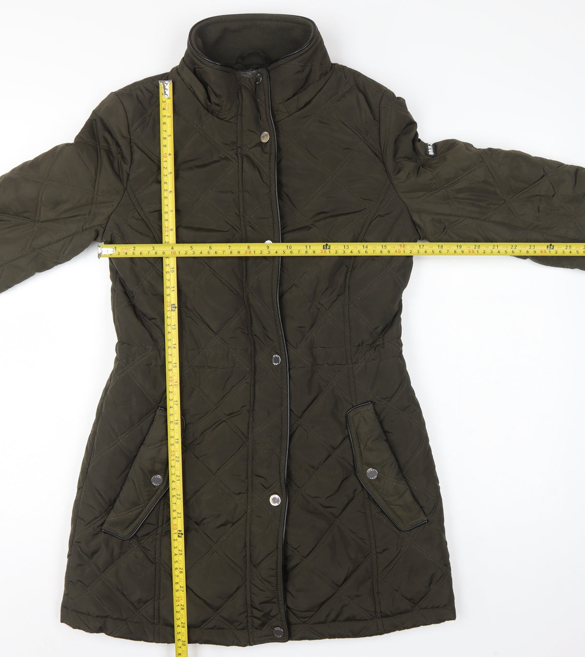 DKNY Women's Green UK 8 Quilted Mid-Length Padded Coat