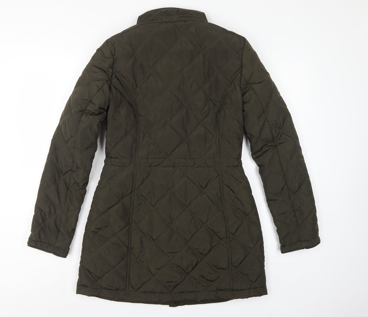 DKNY Women's Green UK 8 Quilted Mid-Length Padded Coat