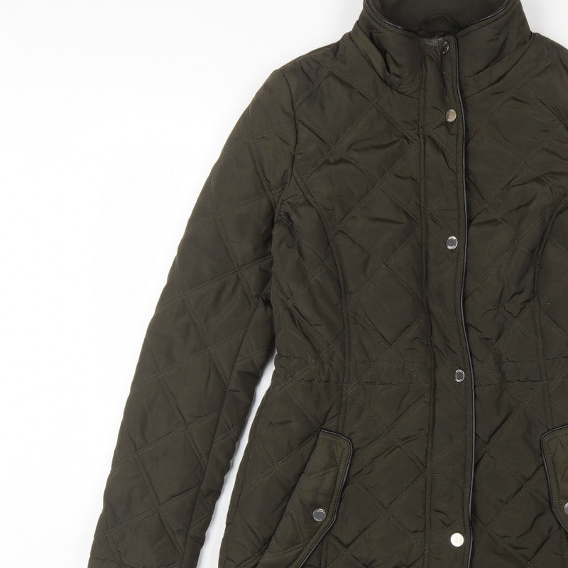 DKNY Women's Green UK 8 Quilted Mid-Length Padded Coat