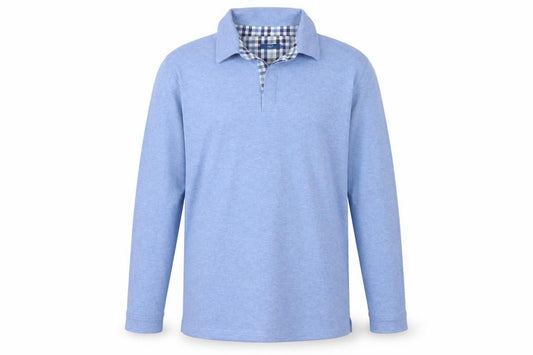 Cotton Traders Men’s Blue Large Long Sleeve Cotton Blend Polo