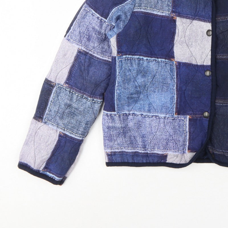 SUN Women's Blue S Basic Patchwork Lined Snap Jacket Made in Italy