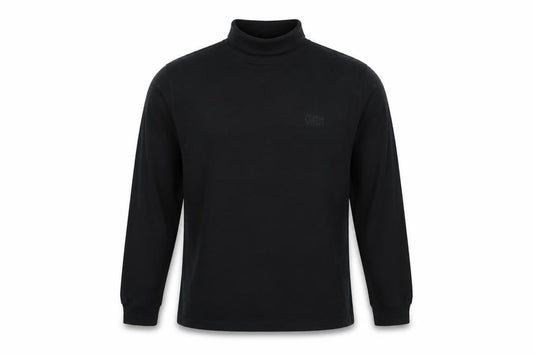 Cotton Traders Men’s Black M Long Sleeve Mock Neck Cotton T-Shirt Logo