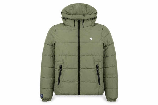 Superdry Men’s Green M Puffer Jacket Hooded Quilted Sportswear