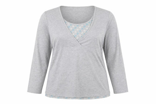 Next Women Grey Maternity Nursing Wrap Floral Jersey Top UK 18
