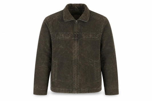 Marks and Spencer Men's Brown M Washed Moleskin Cotton Zip Jacket