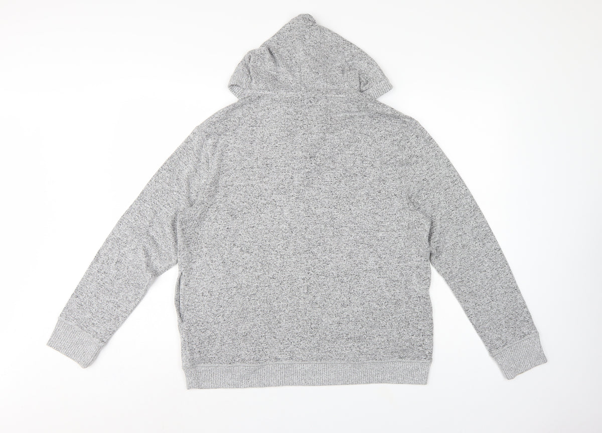 FatFace Women Grey Marl Hooded Pullover Sweatshirt UK 12 V-Neck