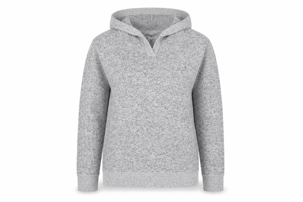 FatFace Women Grey Marl Hooded Pullover Sweatshirt UK 12 V-Neck