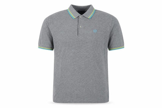 Fred Perry Men's Grey XL Cotton Piqué Polo Shirt Contrast Trim Logo