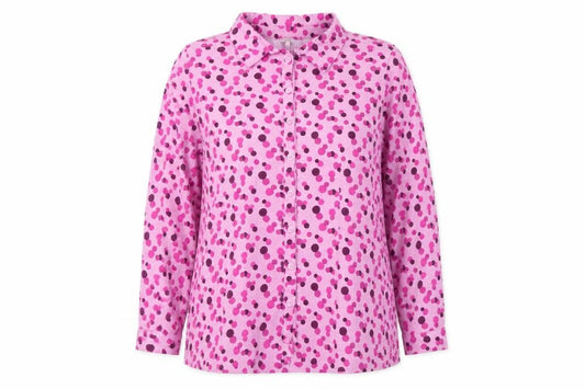 Cotton Traders Women Pink UK 22 Polka Dot Cotton Button-Up Shirt