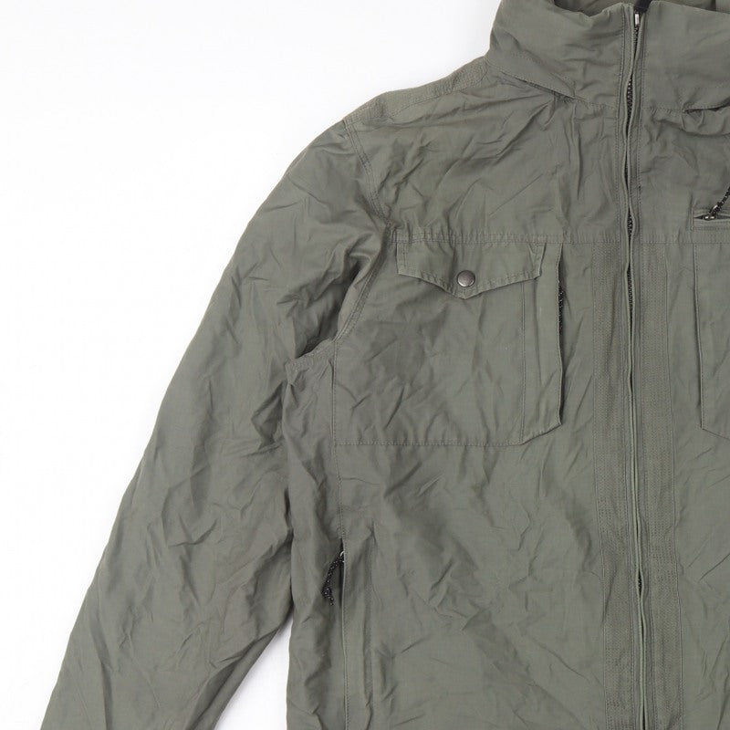Marks & Spencer Men's Khaki L Military Jacket Full Zip Lined