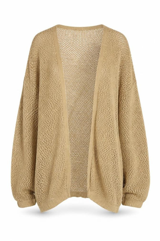 Uniqlo Women Beige XL Open Knit Lightweight Cardigan Long Sleeve