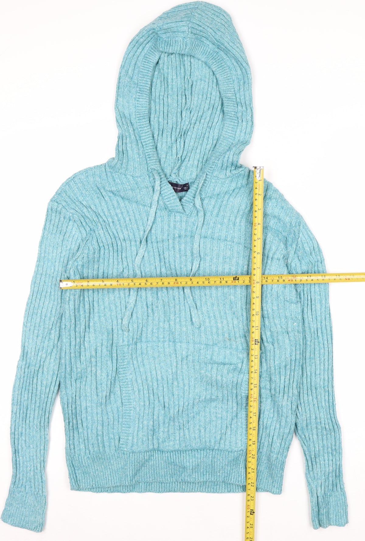 Marks and Spencer Women Blue S Hooded Rib Knit Pullover Jumper