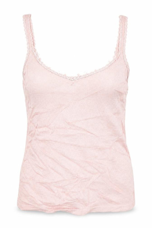 Phase Eight Women Pink UK 12 Linen Blend Crochet Trim Camisole Top