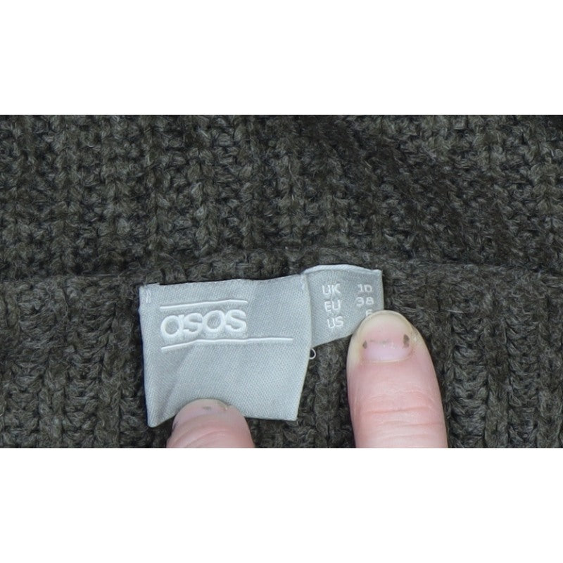ASOS Women Grey UK 10 Cable Knit Crew Neck Pullover Jumper