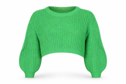 Threadbare Women Green UK 10 Cable Knit Cropped Pullover Jumper