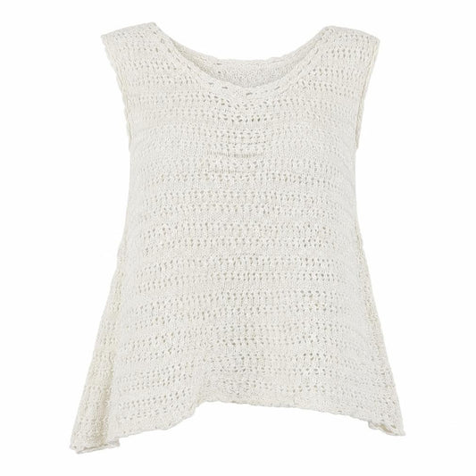 Topshop Women Ivory Size 10 Open Knit Sleeveless Tunic Jumper