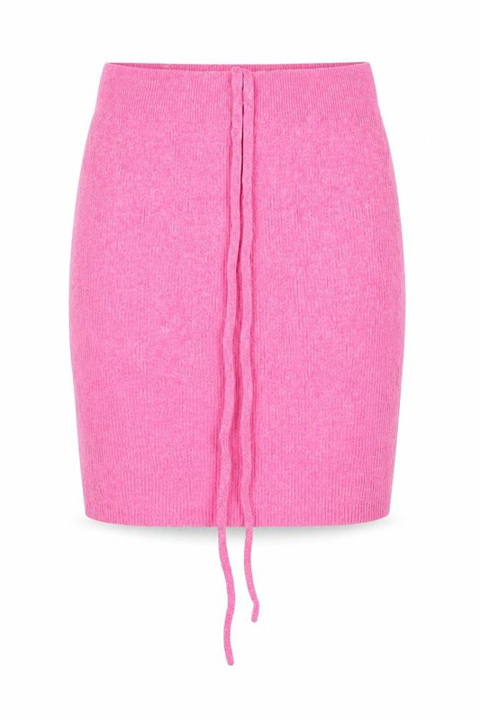 Bershka Women Pink S Midi Straight Pencil Knit Drawstring Skirt