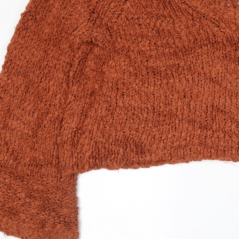 Lush Women’s Brown L Chunky Knit Crew Neck Raglan Pullover Jumper