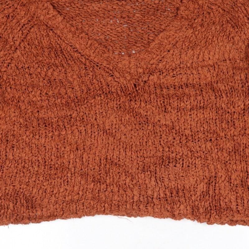 Lush Women’s Brown L Chunky Knit Crew Neck Raglan Pullover Jumper