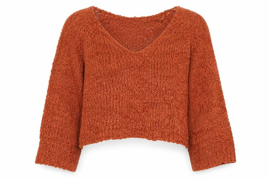 Lush Women’s Brown L Chunky Knit Crew Neck Raglan Pullover Jumper