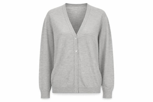 John Smedley Women’s Grey L Merino Wool V-Neck Cardigan