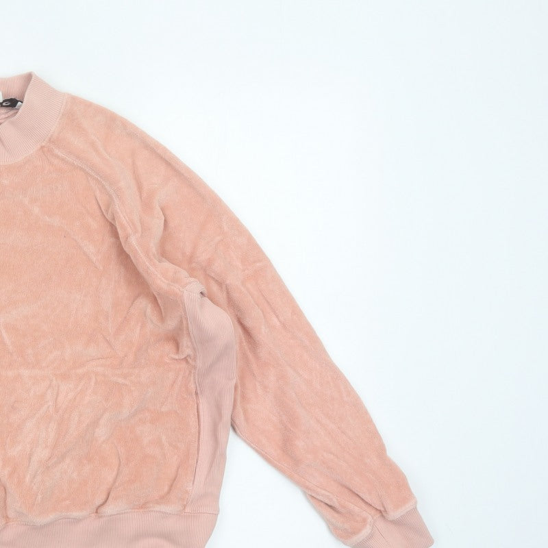 YMC Women’s Pink Velour Mock Neck Raglan Sweatshirt Size S