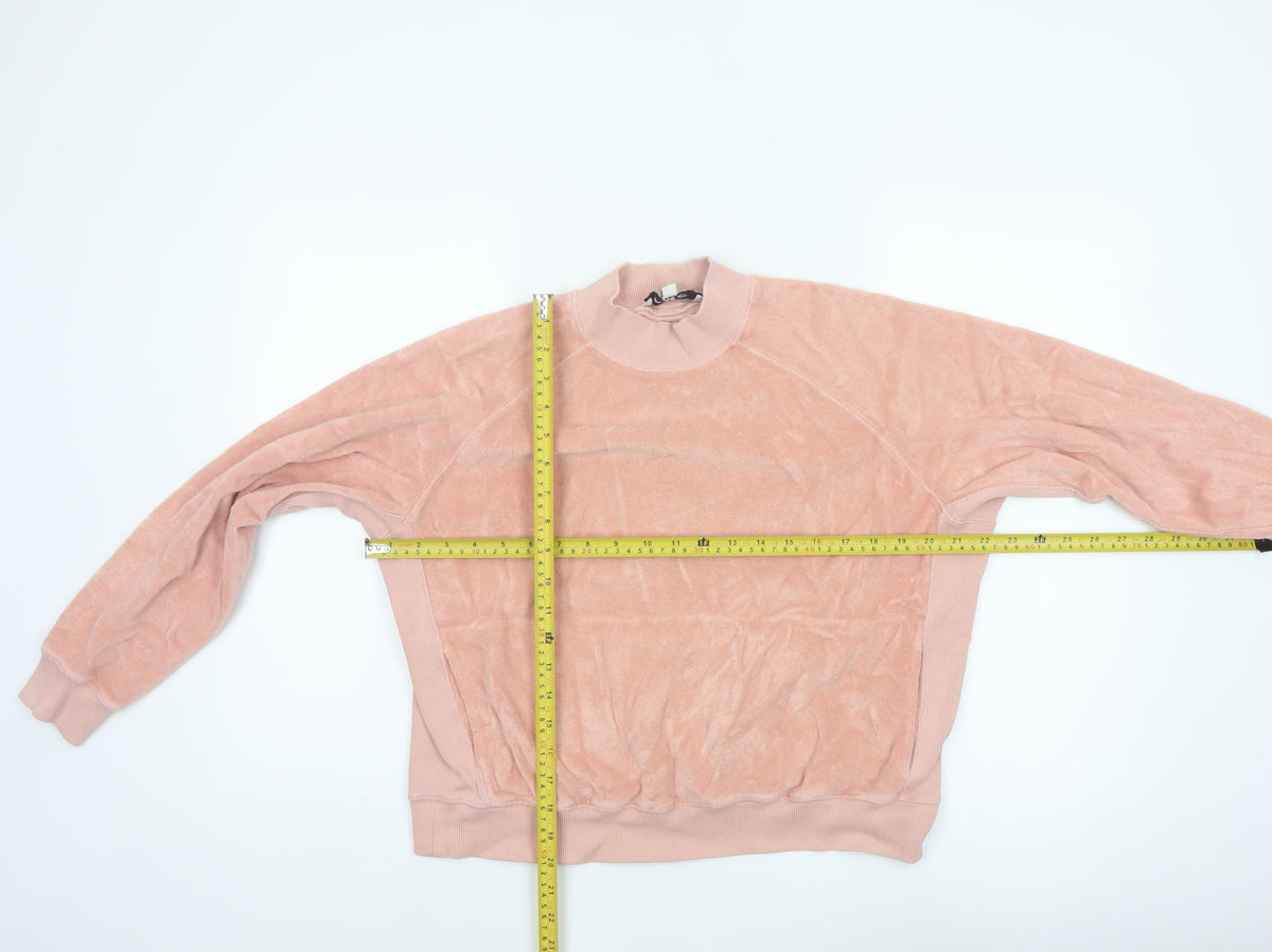 YMC Women’s Pink Velour Mock Neck Raglan Sweatshirt Size S